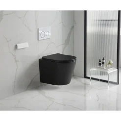 Wand-WC-Set Nakia mattschwarz spuelrand-los inkl. Deckel m. Absenkautomatik