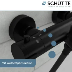 Wannentherm. London,schwarz-matt, 1/2Verbruehschutz und Wassersparfunktion