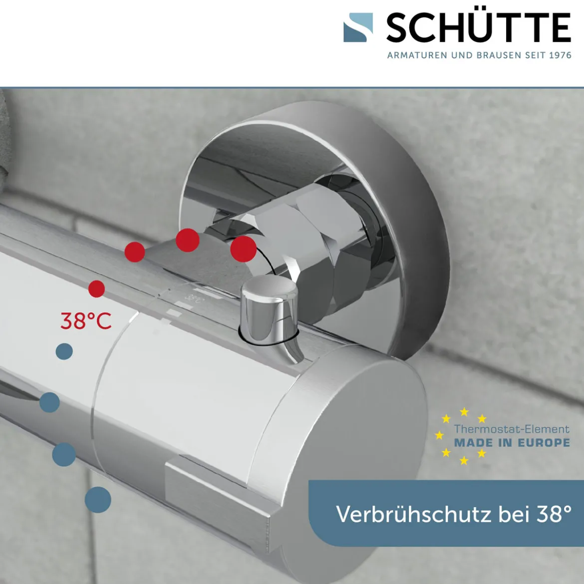Wannenthermostat London, chrom, 1/2Verbruehschutz und Wassersparfunktion