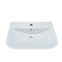 Waschtisch Rivo, Breite 60cm,Tiefe 45cm,matt weiss, mit Ueberlauf u. Hahnloch