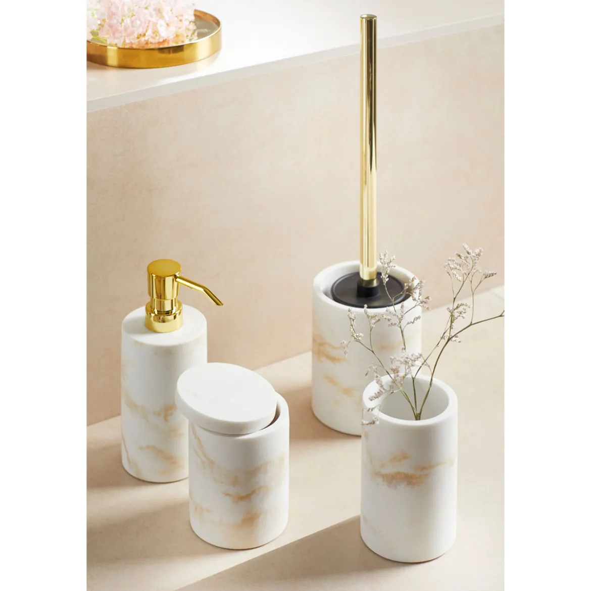 WC-Garnitur Mod. Odos, weiss/gold