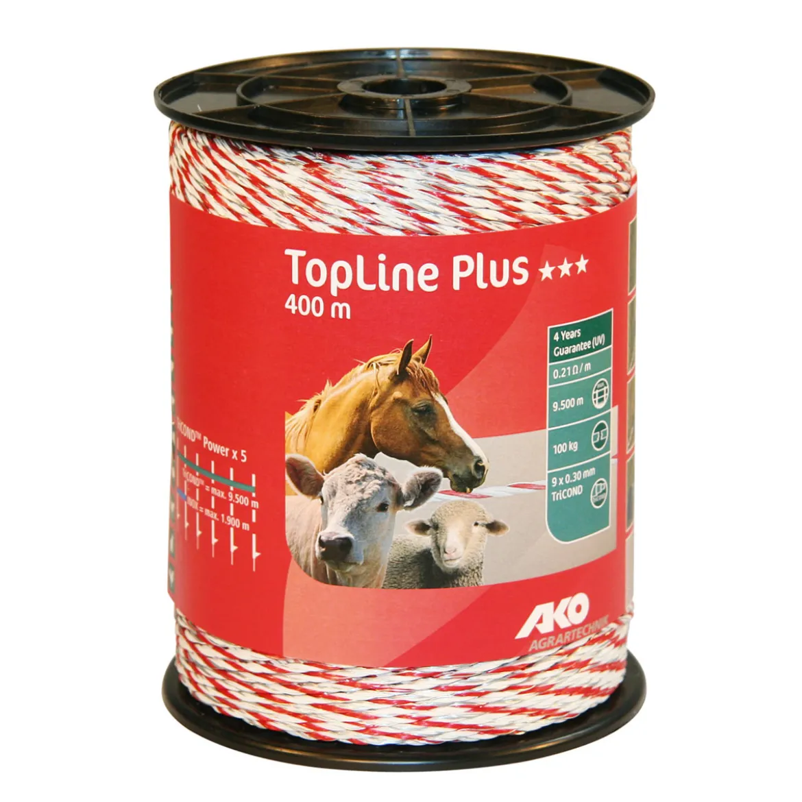 Weidezaunlitze TopLine Plus 400 m weiß-rot 400 Stück