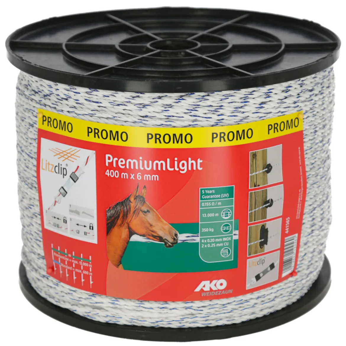 Weidezaunseil Premium Light 400 m weiß-blau