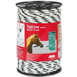 Weidezaunseil TopLine 200 m Durchmesser 6 mm schwarz-weiß