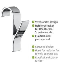 Wenko Haken für Handtuchheizkörper chrom 2er Set