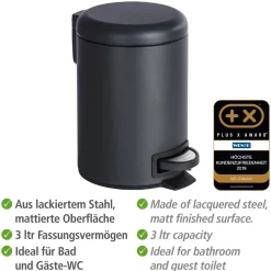 Wenko Kosmetik Treteimer Leman schwarz 3 L
