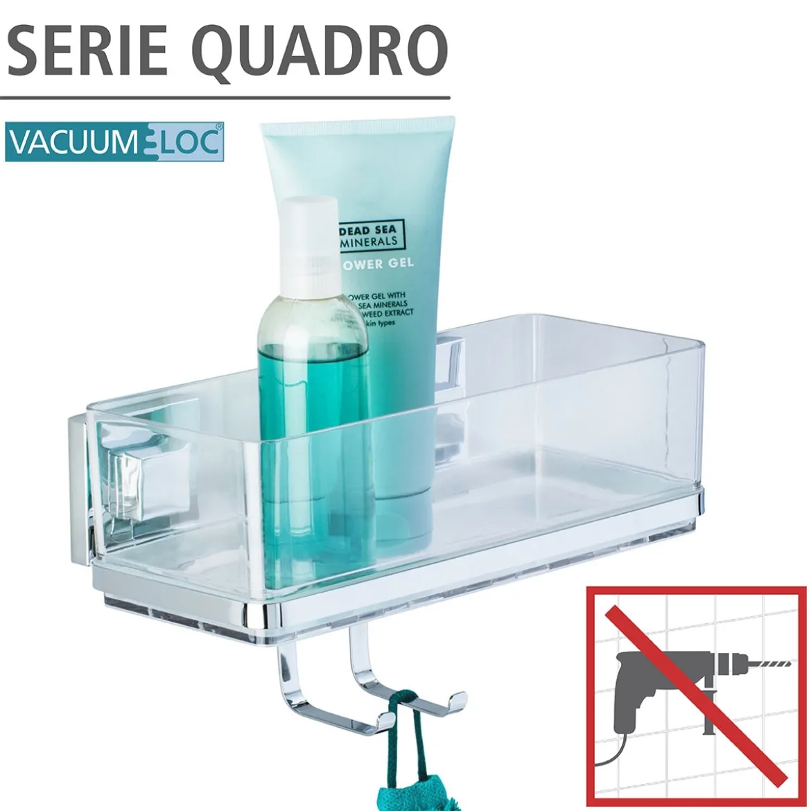 Wenko Vacuum-Loc Wandablage Quadro mit Haken