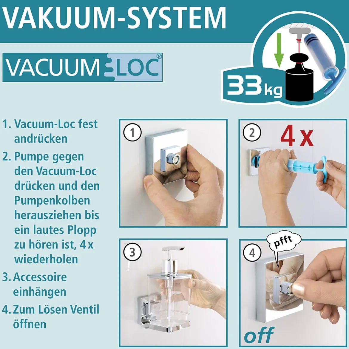 Wenko Vacuum-Loc Wandregal Quadro 2 Etagen
