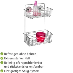 Wenko Vacuum-Loc Wandregal Bari 2 Etagen