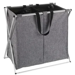 Wenko Wäschesammler Duo grau meliert 120 l