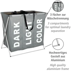Wenko Wäschesammler Trio grau 130 l
