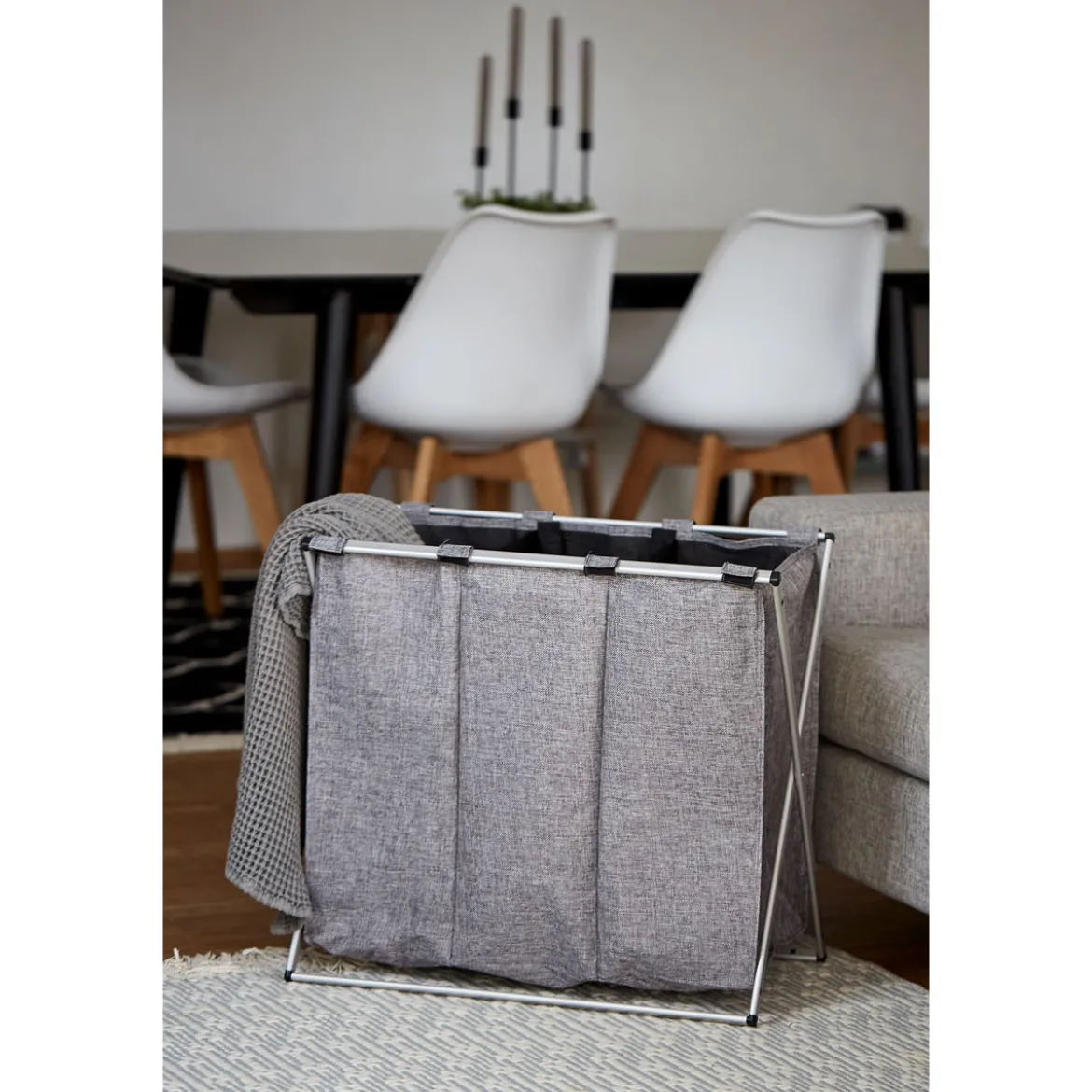 Wenko Wäschesammler Trio grau meliert 130 l
