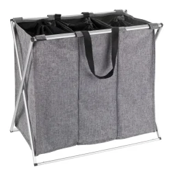 Wenko Wäschesammler Trio grau meliert 130 l
