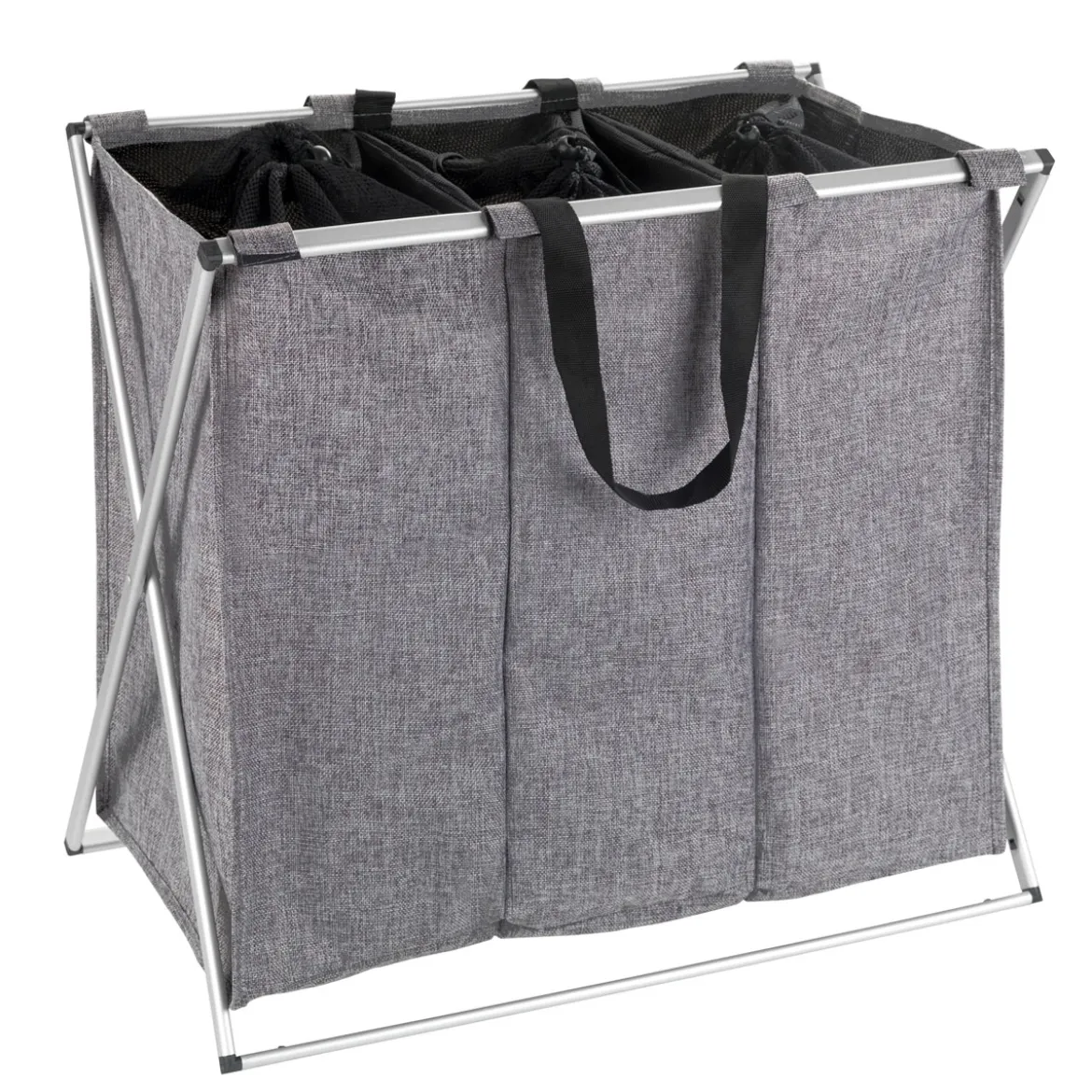 Wenko Wäschesammler Trio grau meliert 130 l