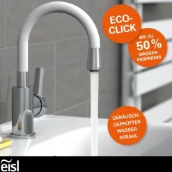 WT-Armatur Flexo chrom weiss Cold StartSchnellmontage ohne Ablaufgarnitur