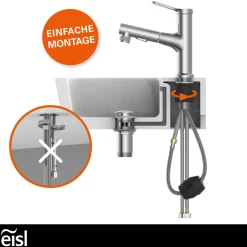 WT-Armatur Variabel chrom Schnellmontageherausziehbare Brause 2 Strahlarten