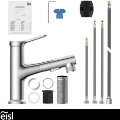 WT-Armatur Variabel chrom Schnellmontageherausziehbare Brause 2 Strahlarten