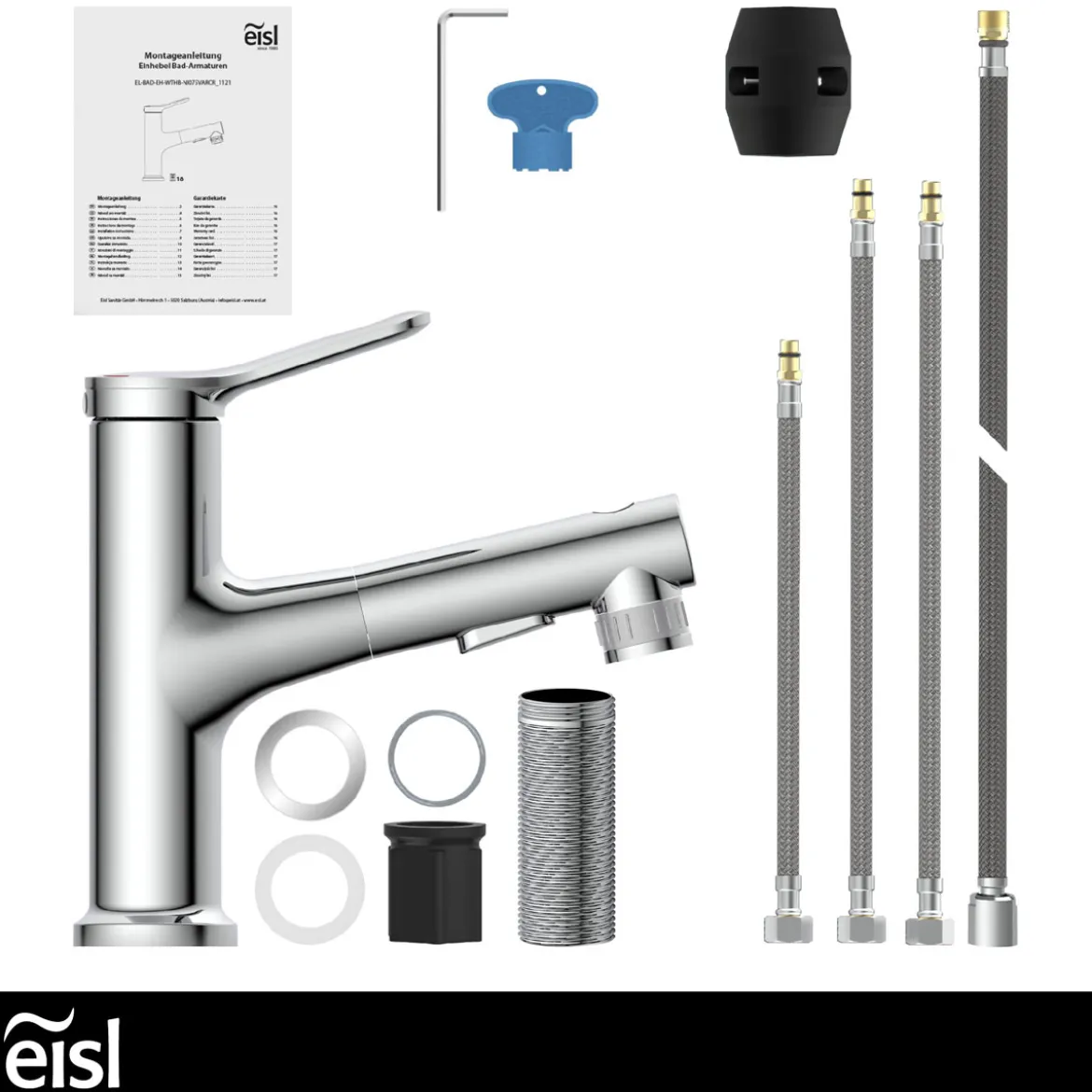 WT-Armatur Variabel chrom Schnellmontageherausziehbare Brause 2 Strahlarten
