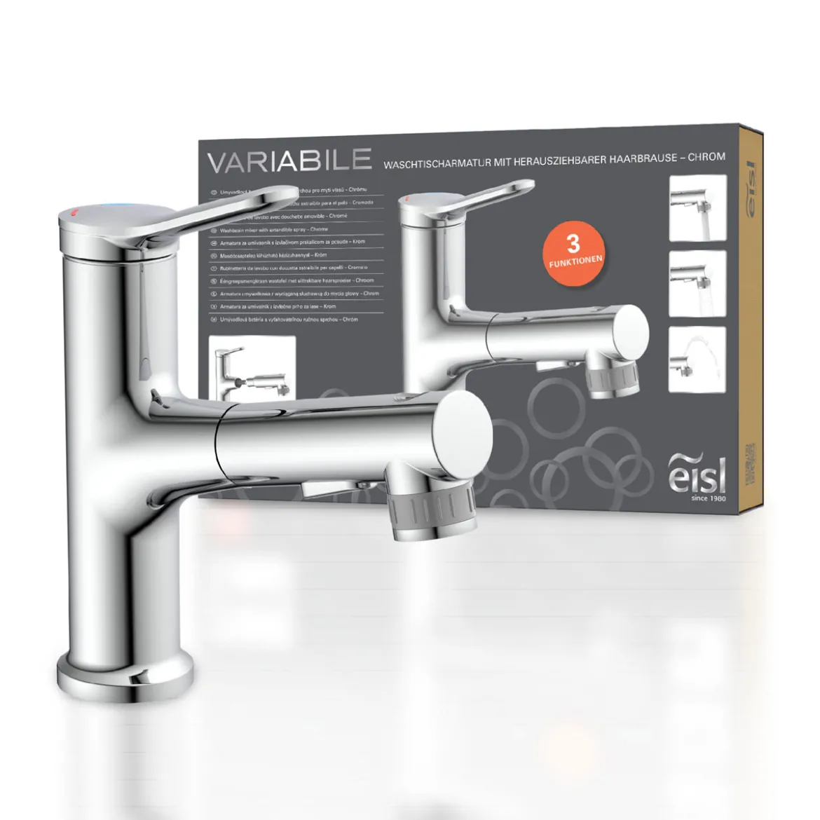 WT-Armatur Variabel chrom Schnellmontageherausziehbare Brause 2 Strahlarten