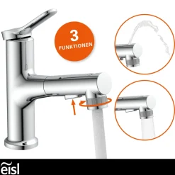 WT-Armatur Variabel chrom Schnellmontageherausziehbare Brause 2 Strahlarten