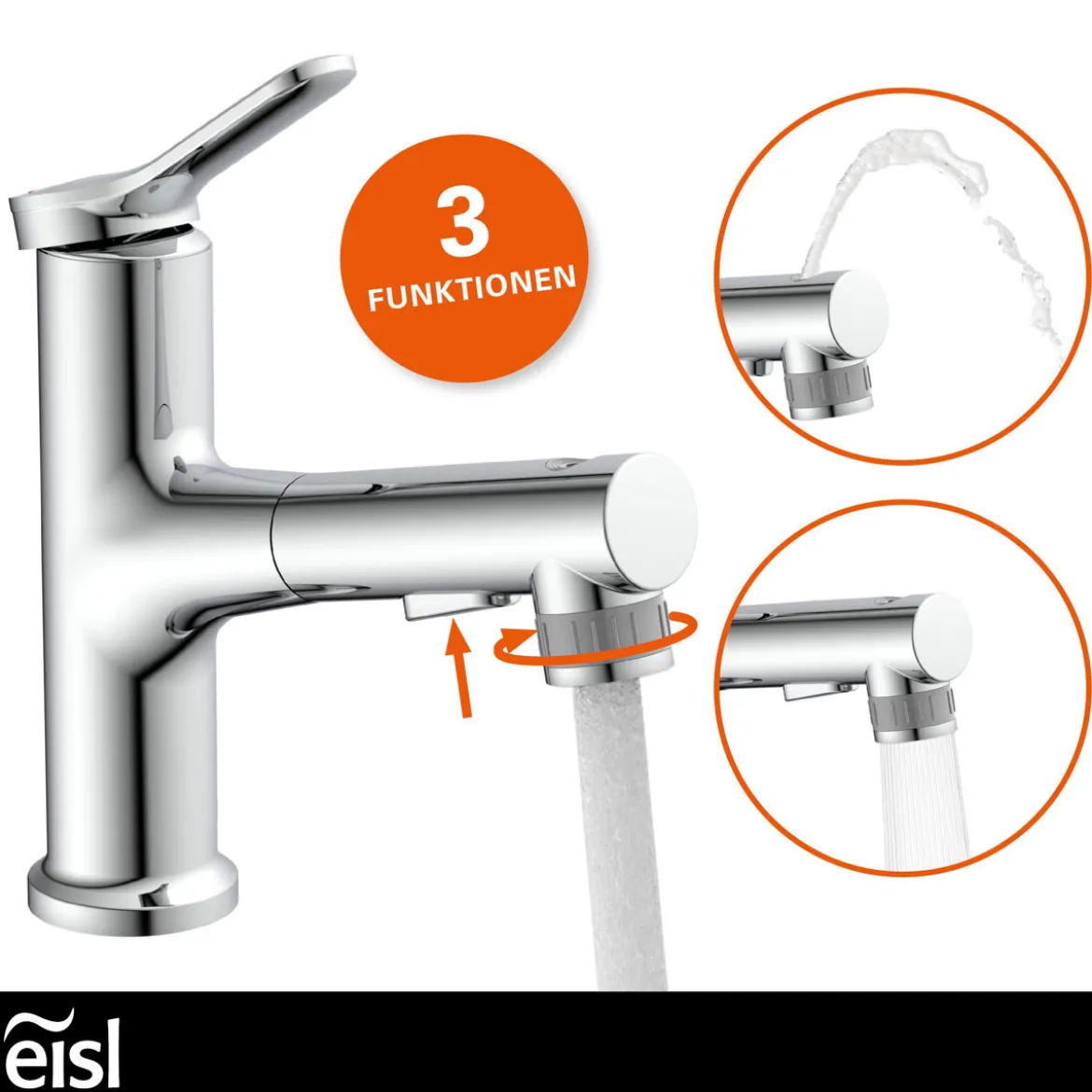 WT-Armatur Variabel chrom Schnellmontageherausziehbare Brause 2 Strahlarten