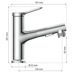 WT-Armatur Variabel chrom Schnellmontageherausziehbare Brause 2 Strahlarten