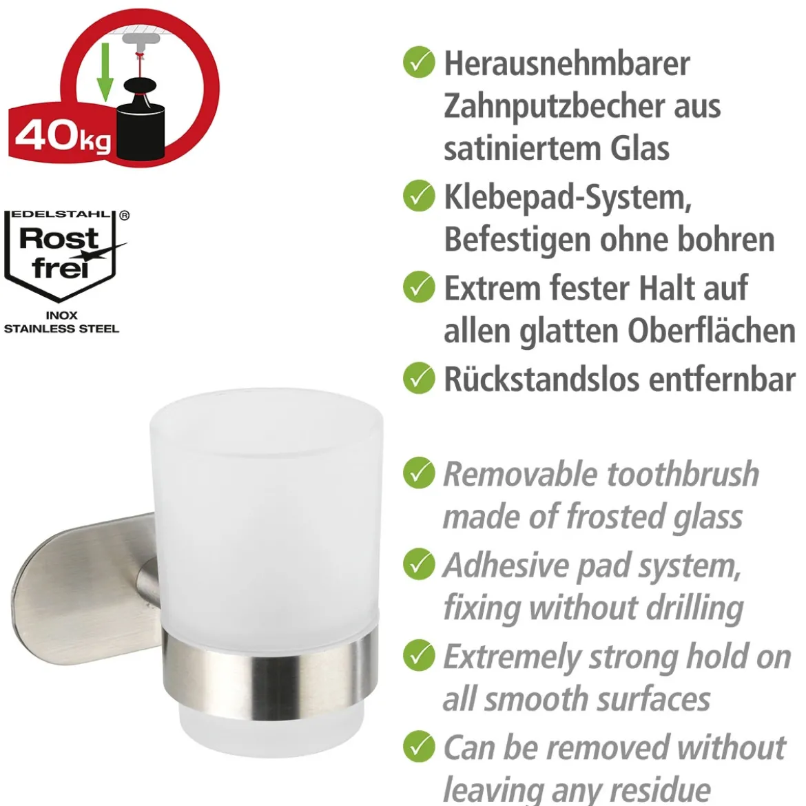 Zahnputzbecher Uno Orea MattTurbo-Lock Edelstahl